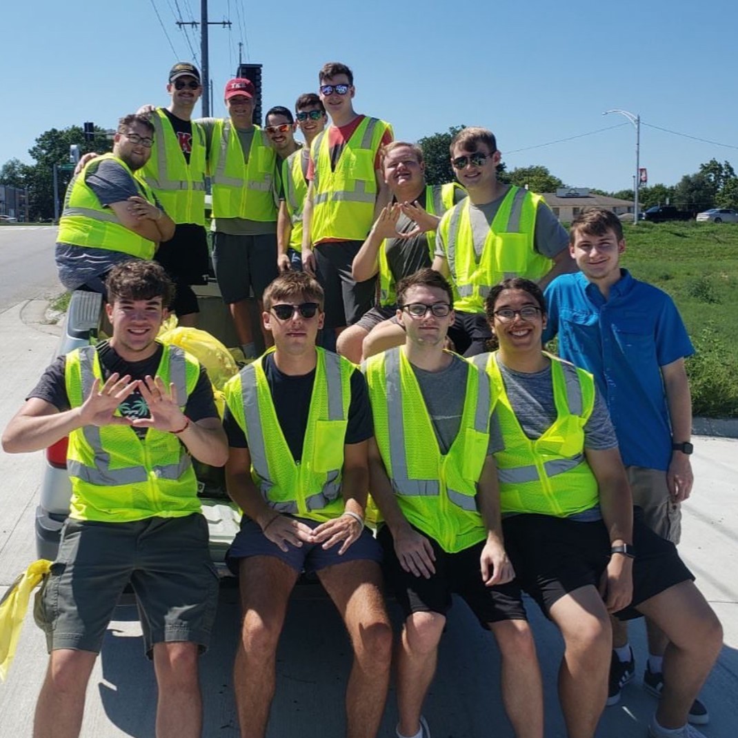 Students doing trash pick up