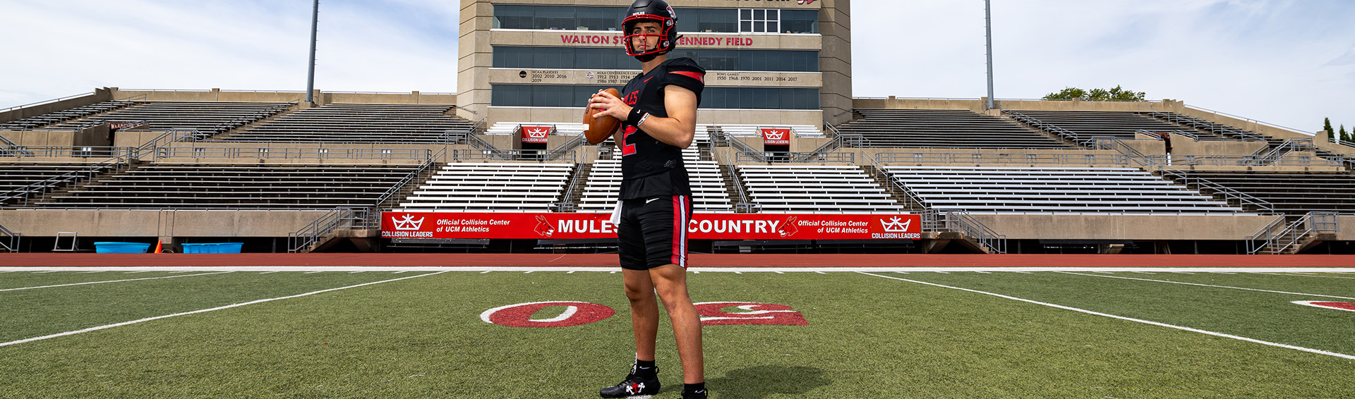 Zach Zebrowski on the UCM football field