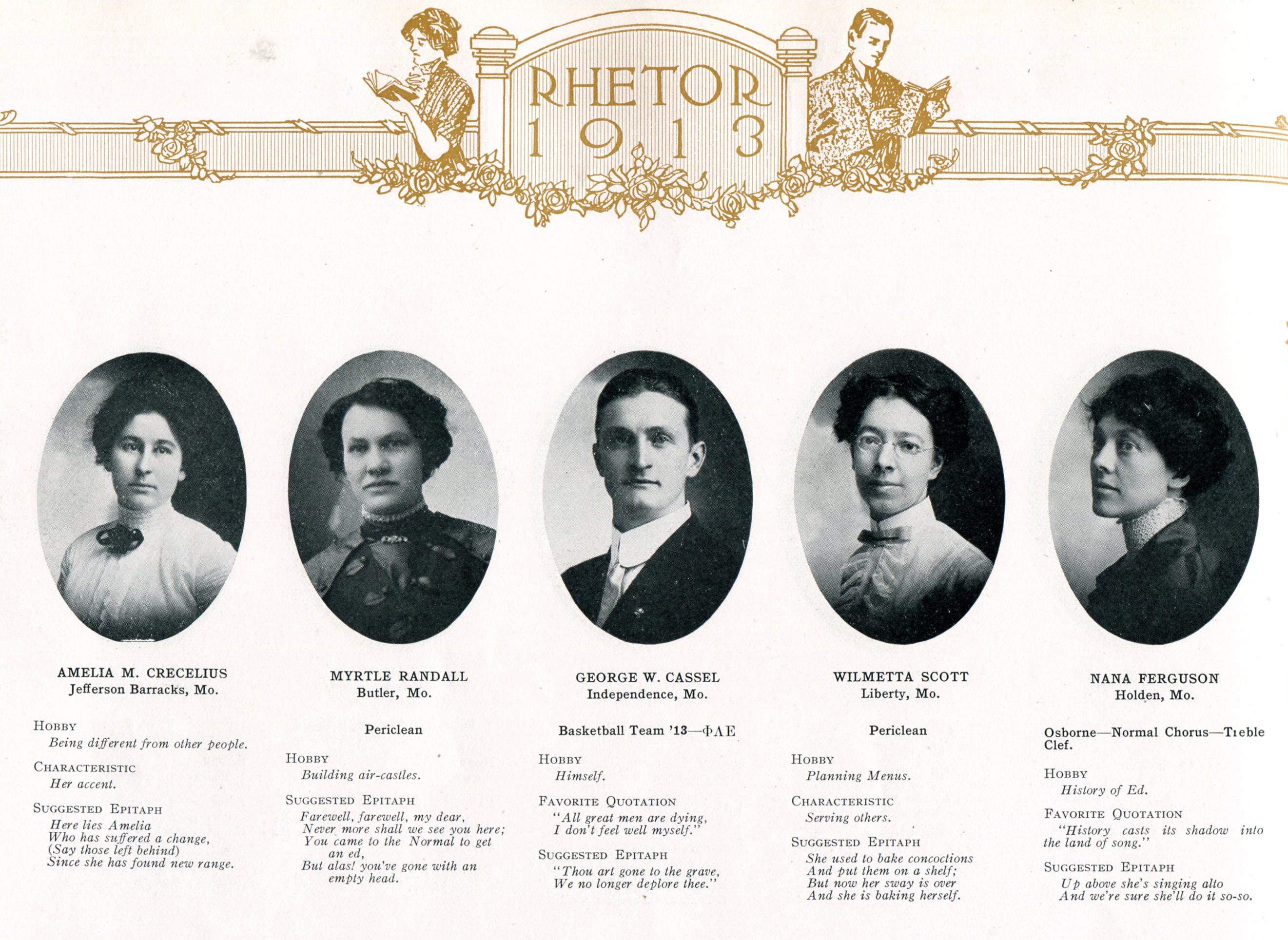 1913 Rhetor Yearbook Page from 1913 Yearbook